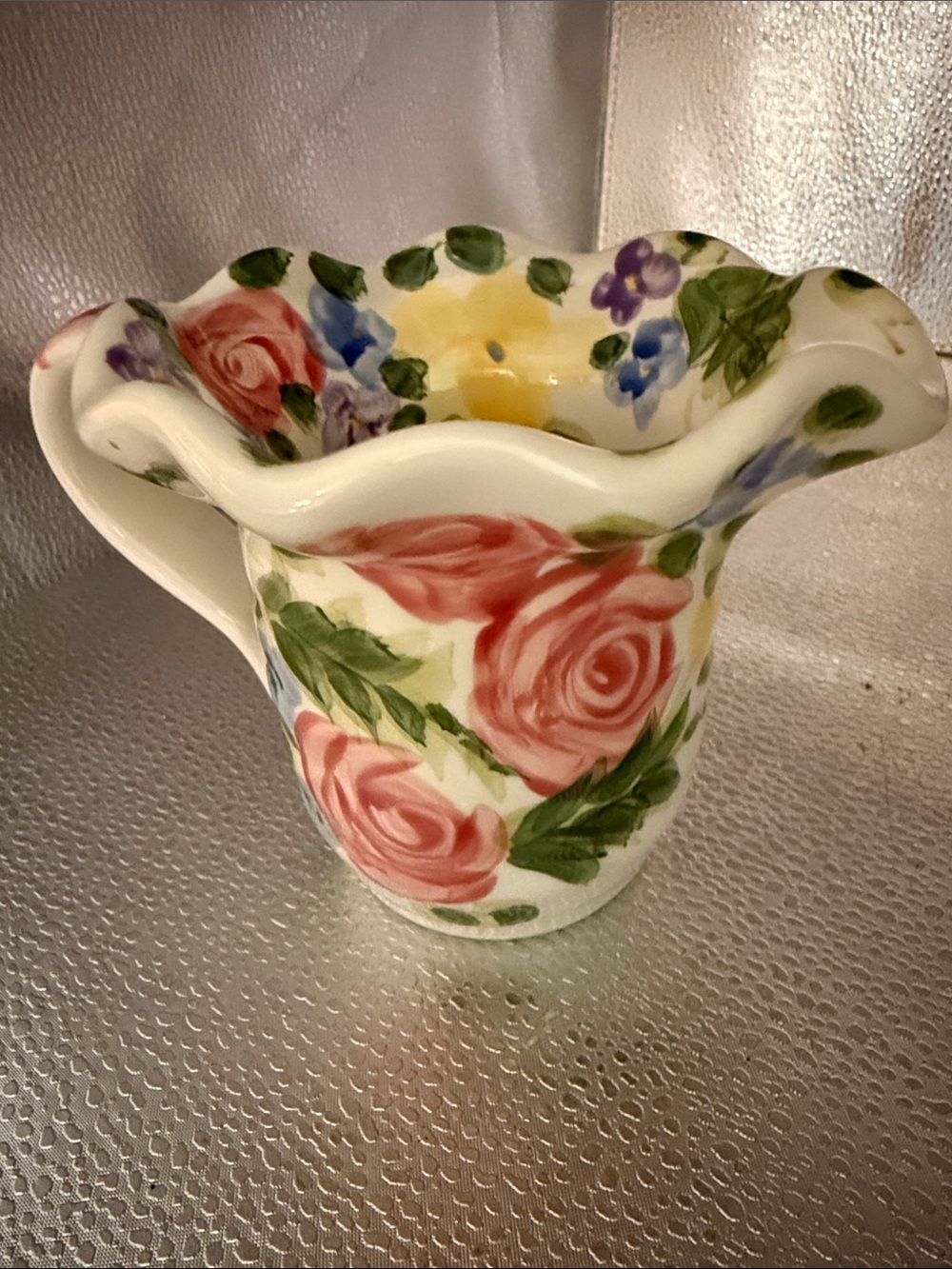 Vintage Floral Hand-Painted Hand Crafted Creamer - Floral Design